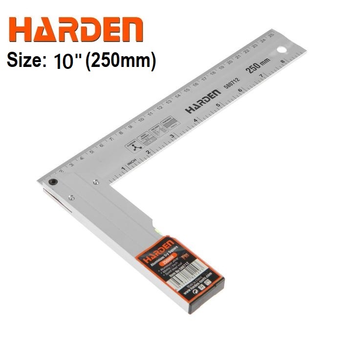 HARDEN Aluminum Try Square Matam ( 10" | 12" ), Measuring Tools, Professional Quality; 580712 | 580713