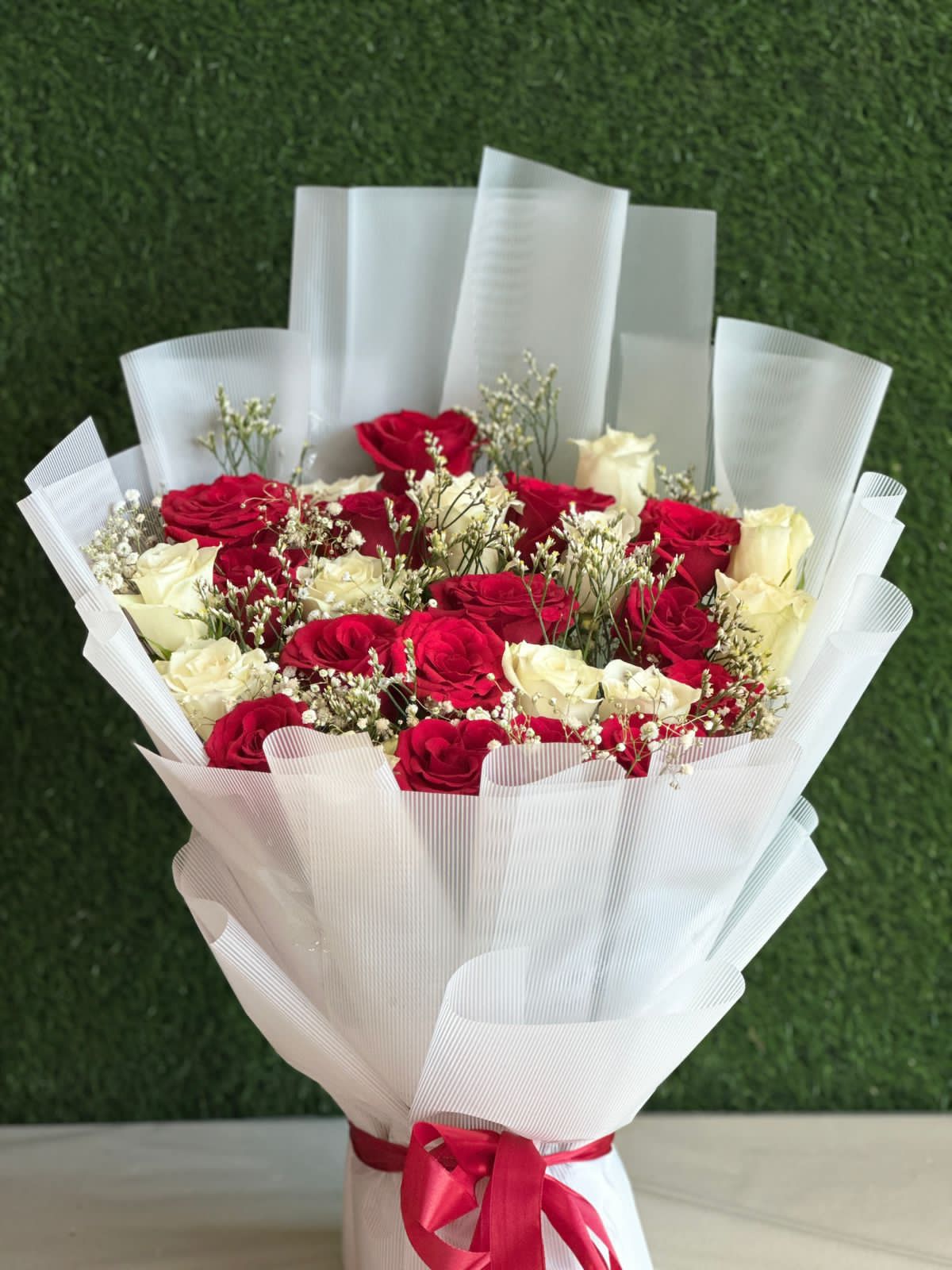 Red & white Rose stunning bouquet