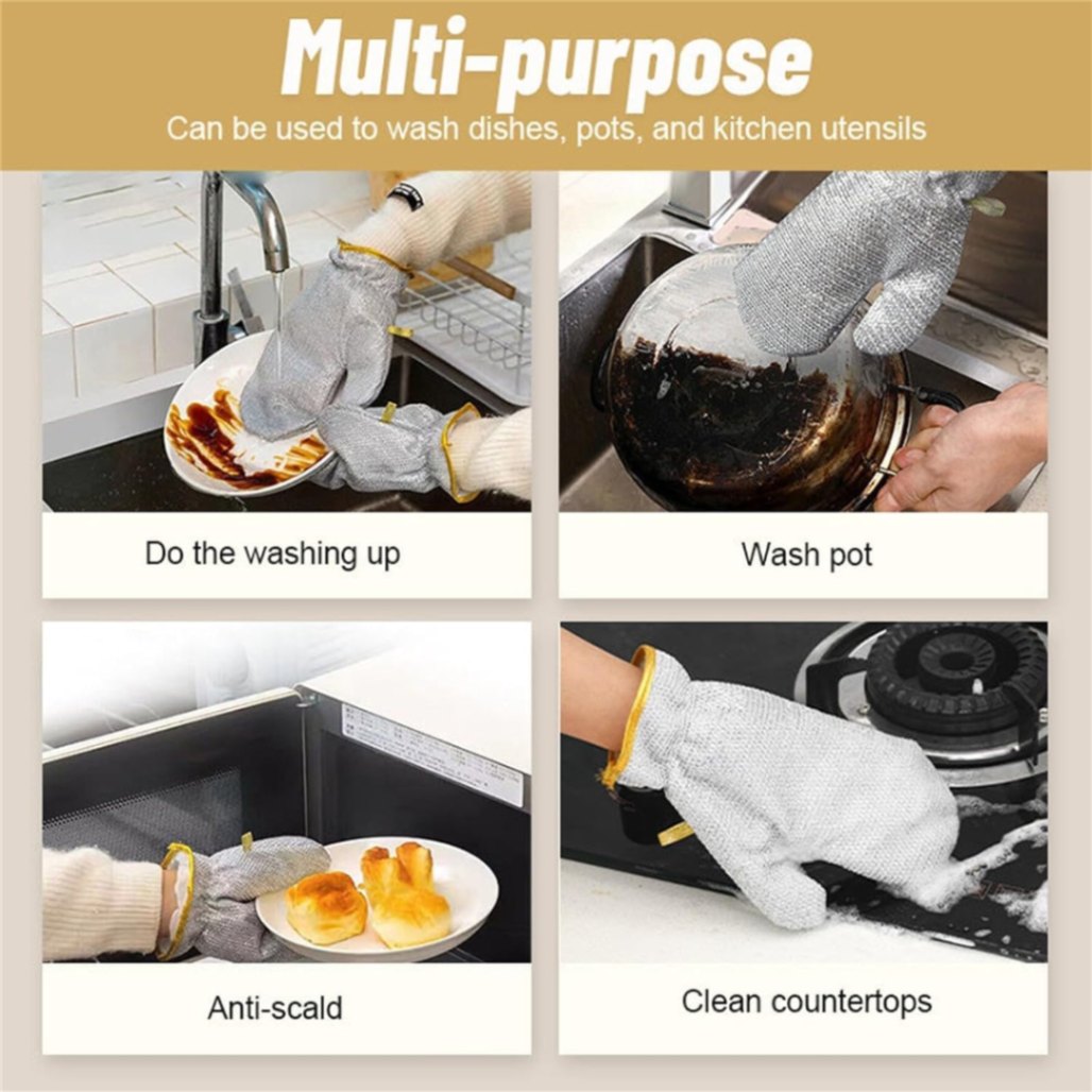 1Pcs Steel Wire Dish Cleaning Gloves for Kitchen, Waterproof Kitchen Cleaning Dish washing Gloves_img_1