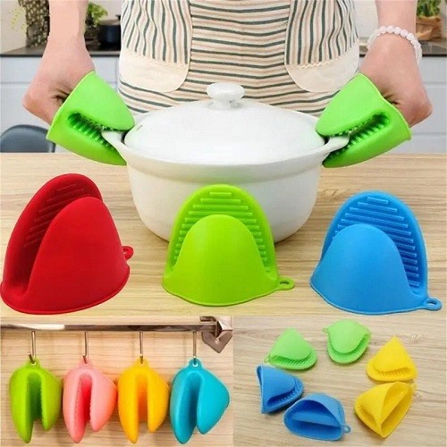 2pcs Silicone Oven Pot Holder Heat Resistant, Oven Mitts Glove Cooking Pinch Grips Glove Hand Clip
