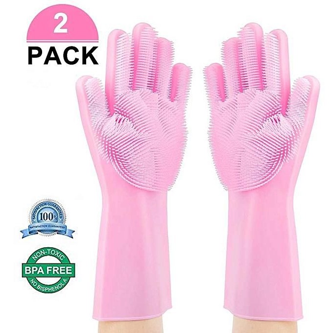 2pcs Silicone Dish Washing Kitchen Hand Gloves, Magic Silicone Dish Washing Gloves