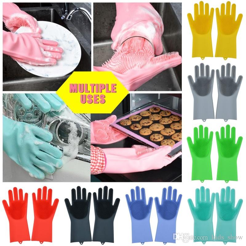 2pcs Silicone Dish Washing Kitchen Hand Gloves, Magic Silicone Dish Washing Gloves_img_2