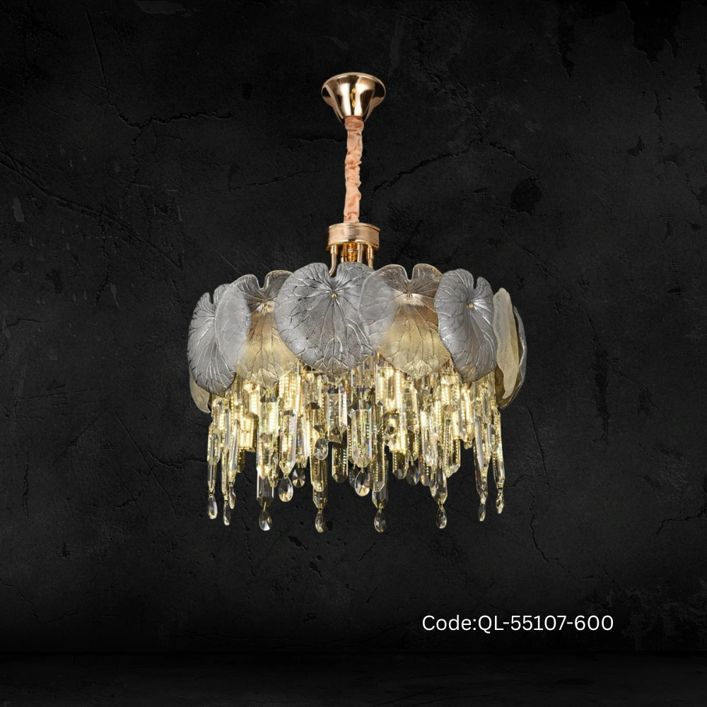 Qulik Modern Luxury Chandelier with Clear Crystal Shades and Adjustable Hanging Length (QL-55107-600)