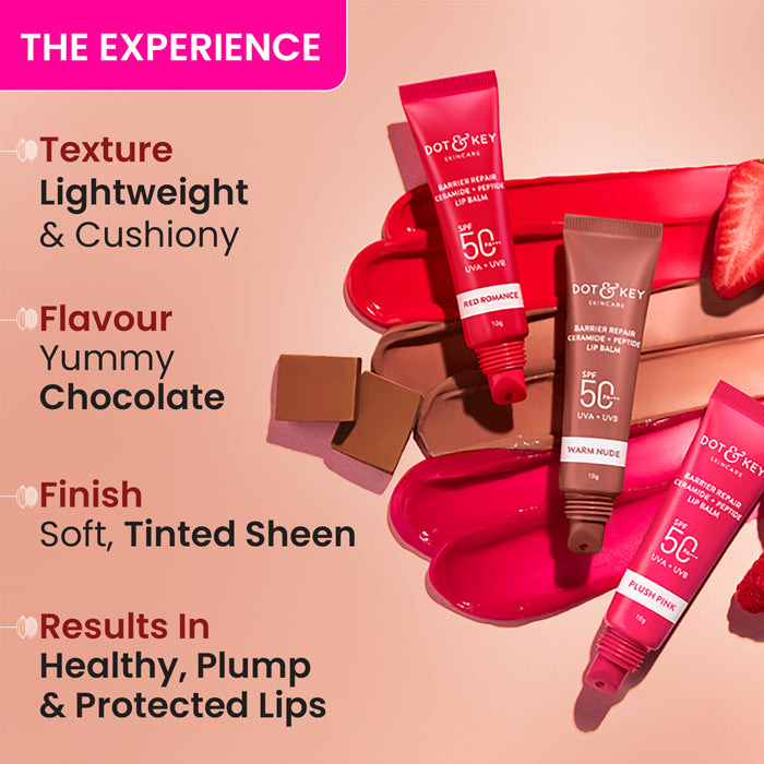 Dot and key Ceramide + Peptide Lip Balm SPF 50 PA+++ - Warm nude - Image 4