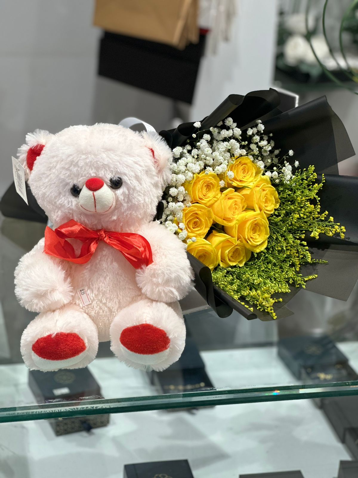 Teddy with flowers bouquet
