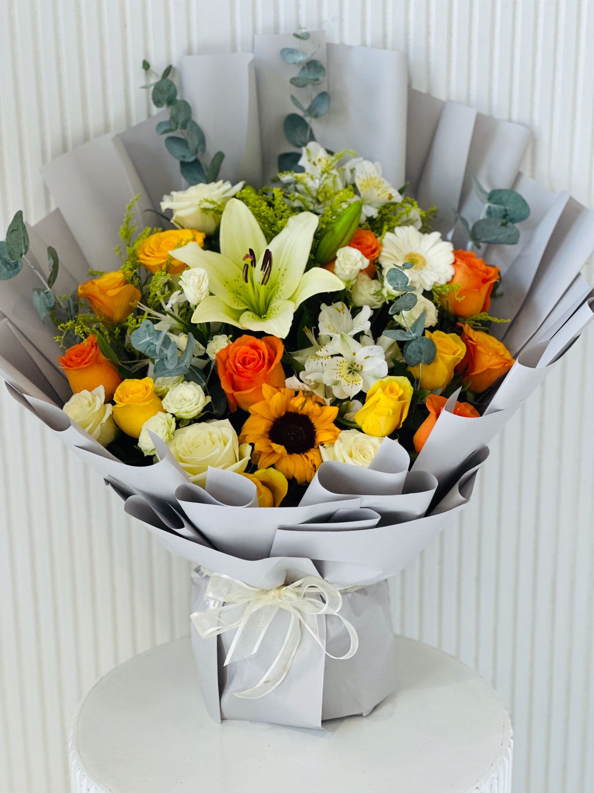 White, Yellow & orange  petals stunning bouquet