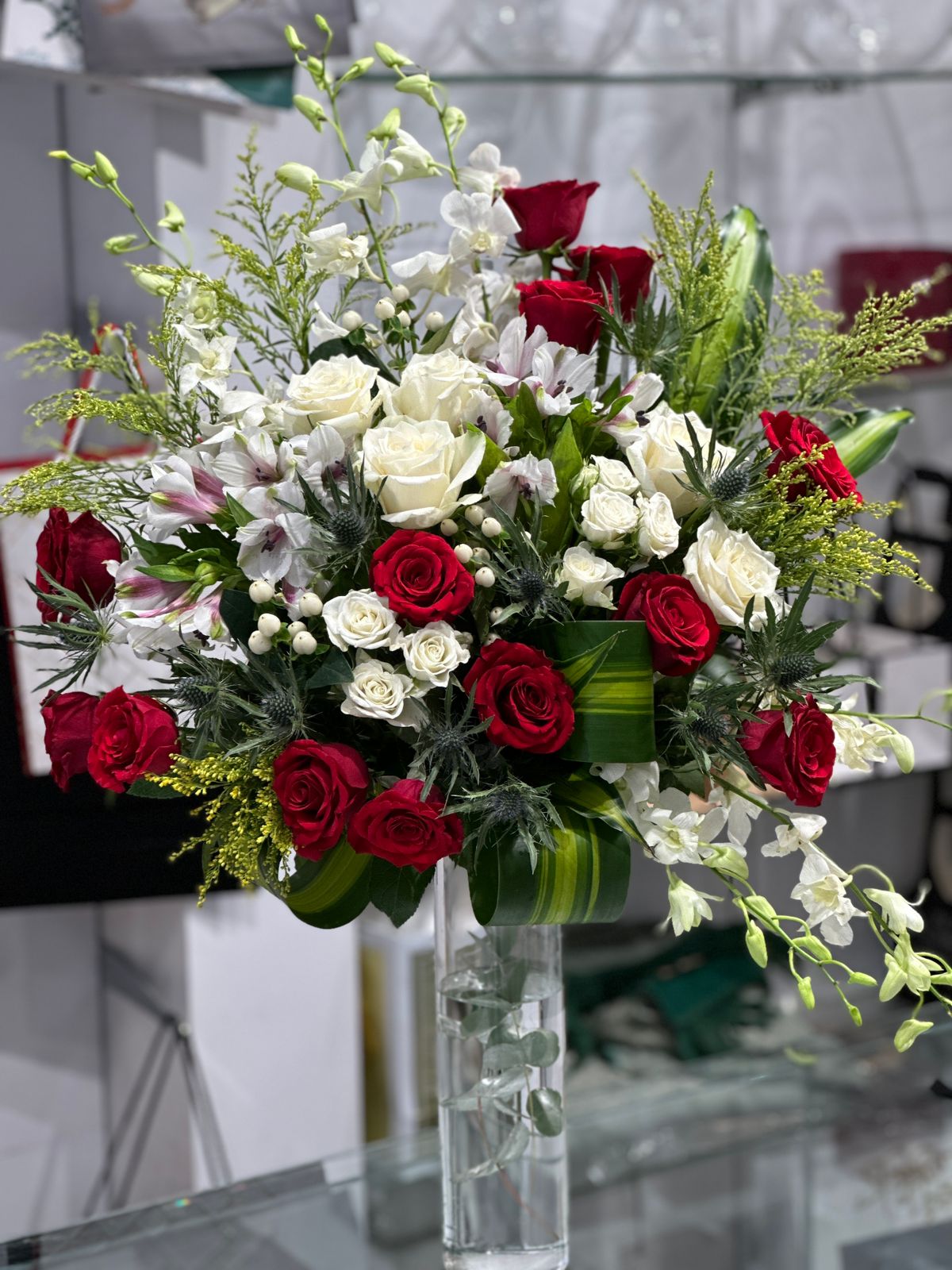 Red and white vase
