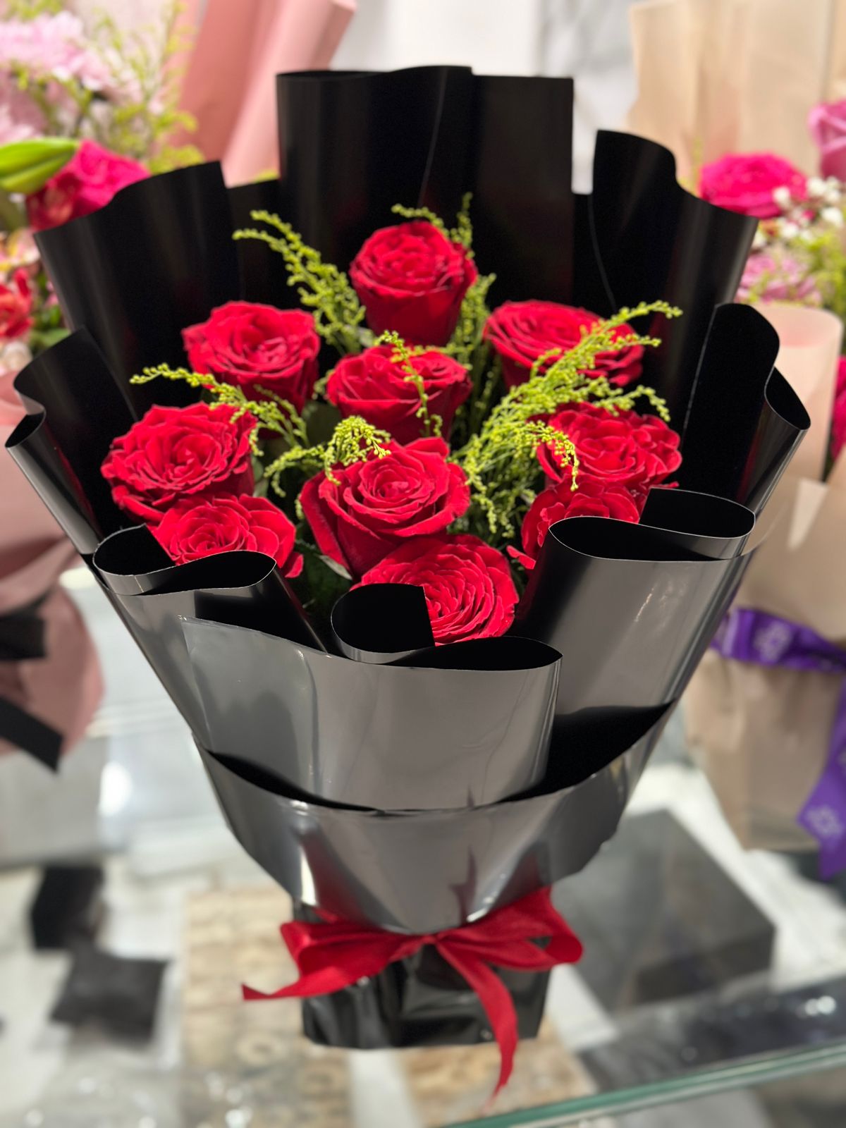 Red and black stunning bouquet