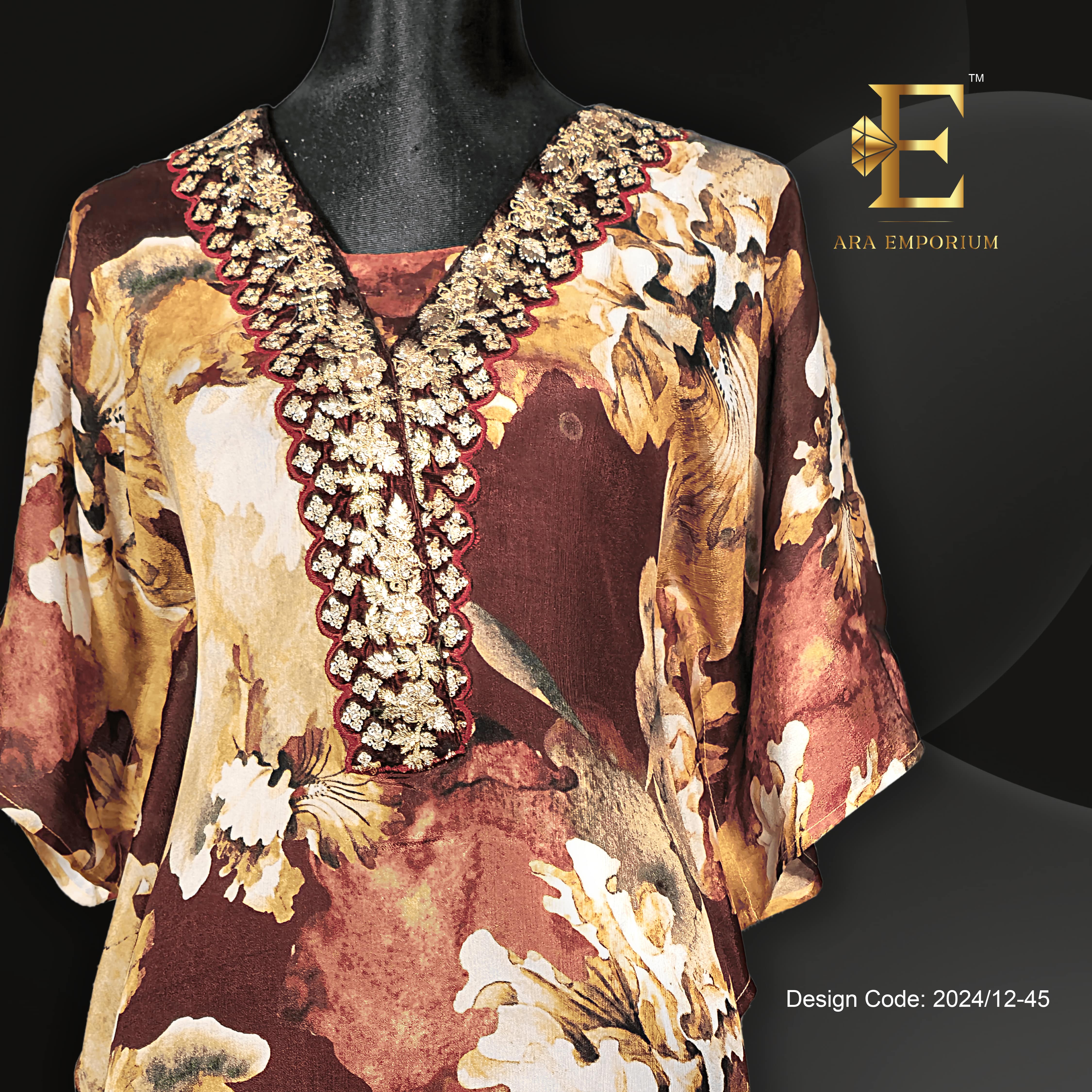 Autumn Elegance Printed Long Kaftan - Image 3