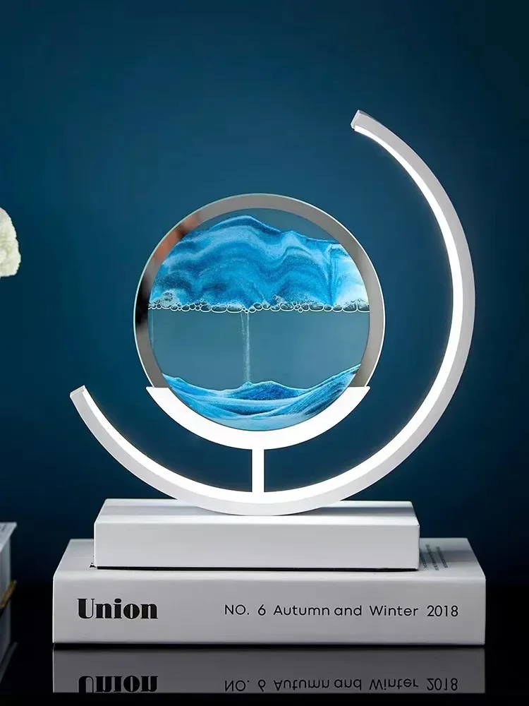 Table Lamp Quicksand Night Light 3D Hourglass Bedside Lamps_img_5