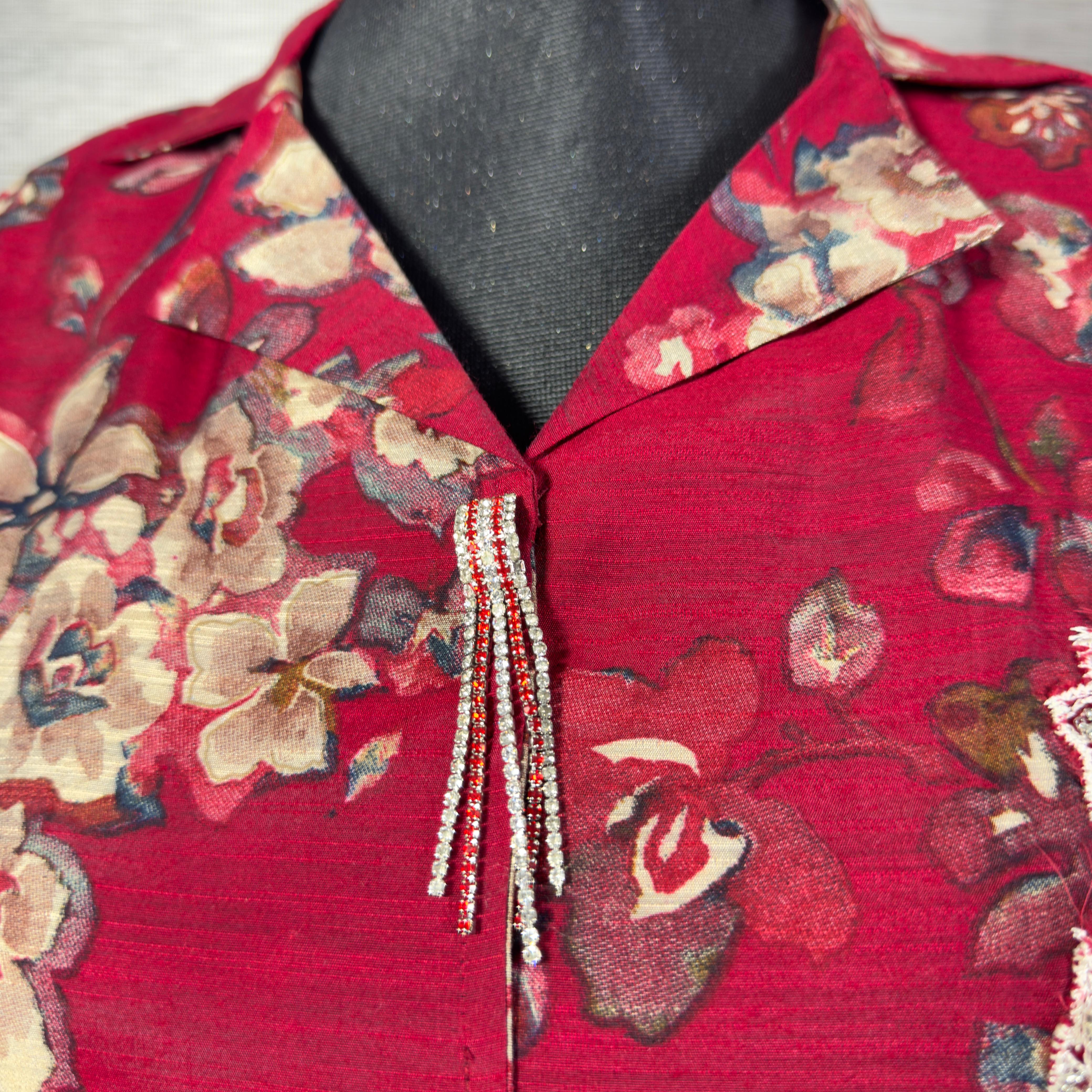 Stylish maroon floral Long shirt - Image 3