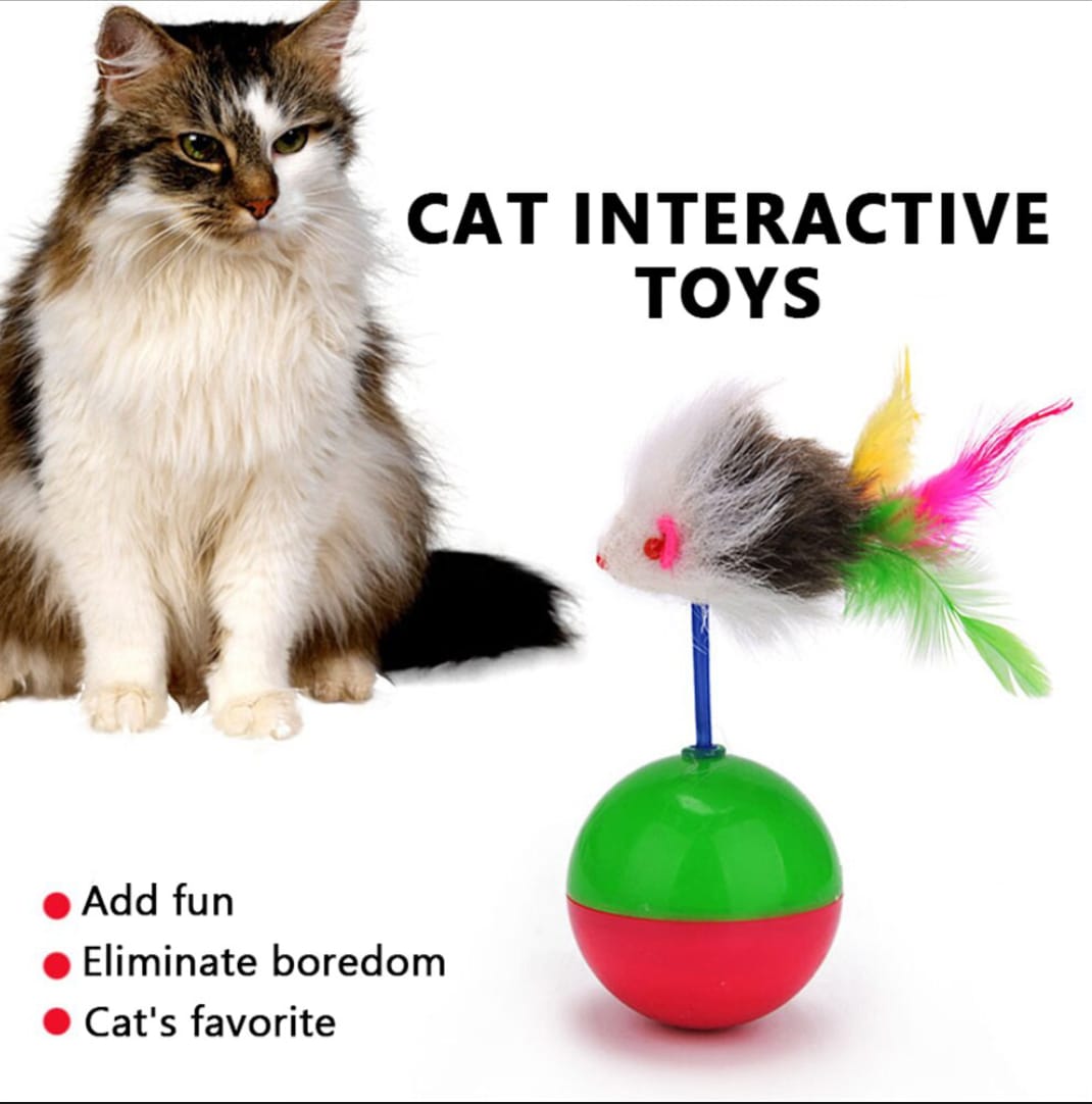 Pet Cat Toy Mimi Favorite Fur Mouse Tumbler Kitten Cat Toys Plastic Feather Play Balls for Catch Cats Supplies_img_1