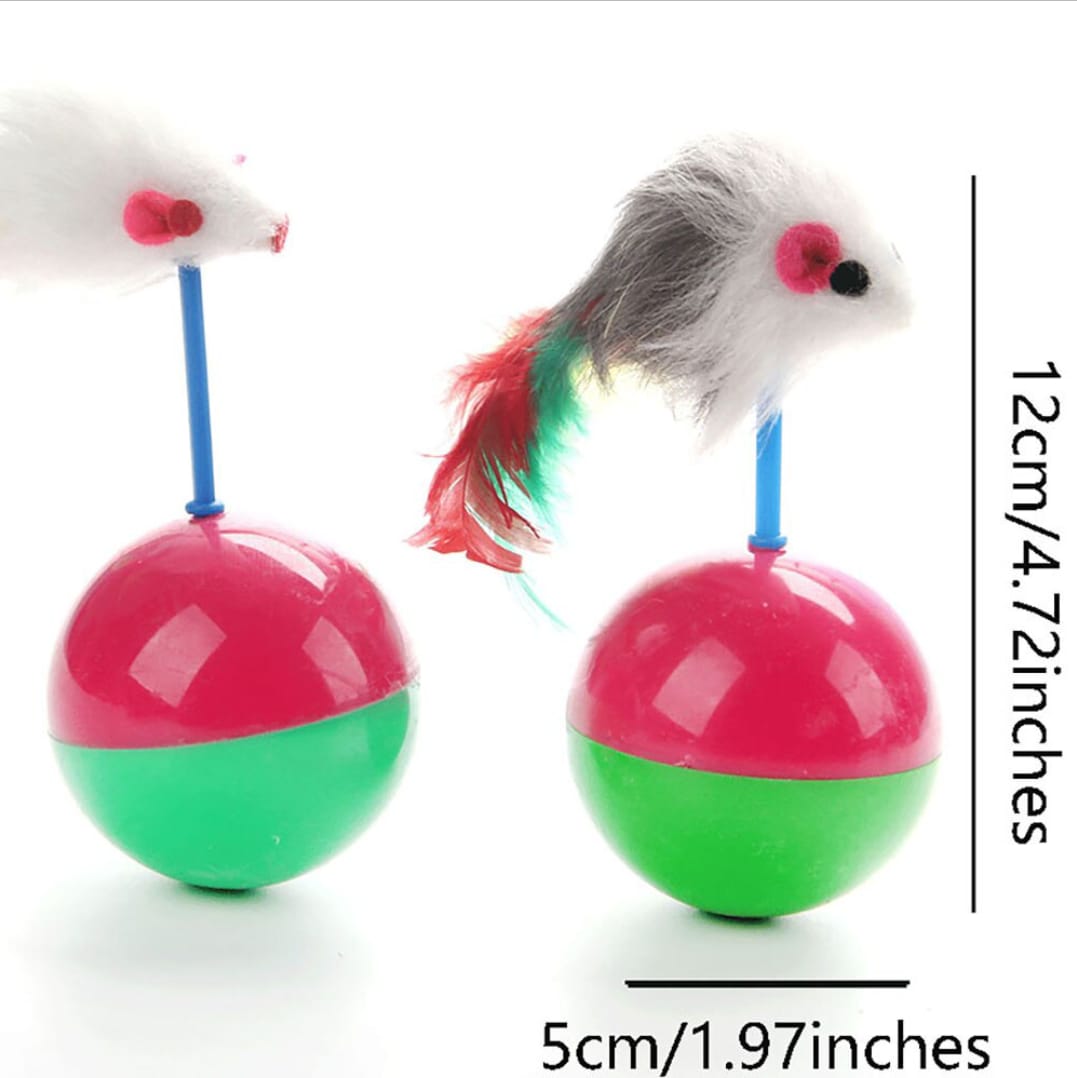 Pet Cat Toy Mimi Favorite Fur Mouse Tumbler Kitten Cat Toys Plastic Feather Play Balls for Catch Cats Supplies_img_4