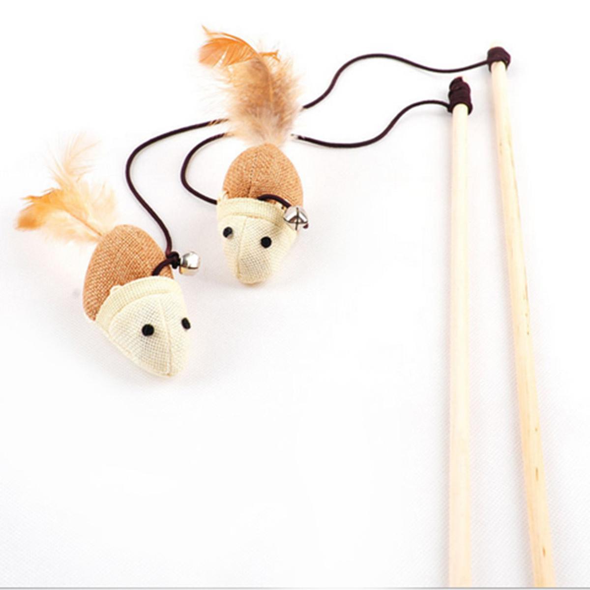 Interactive Play Feather Mouse Make Bar Bell Pet Cat Toys