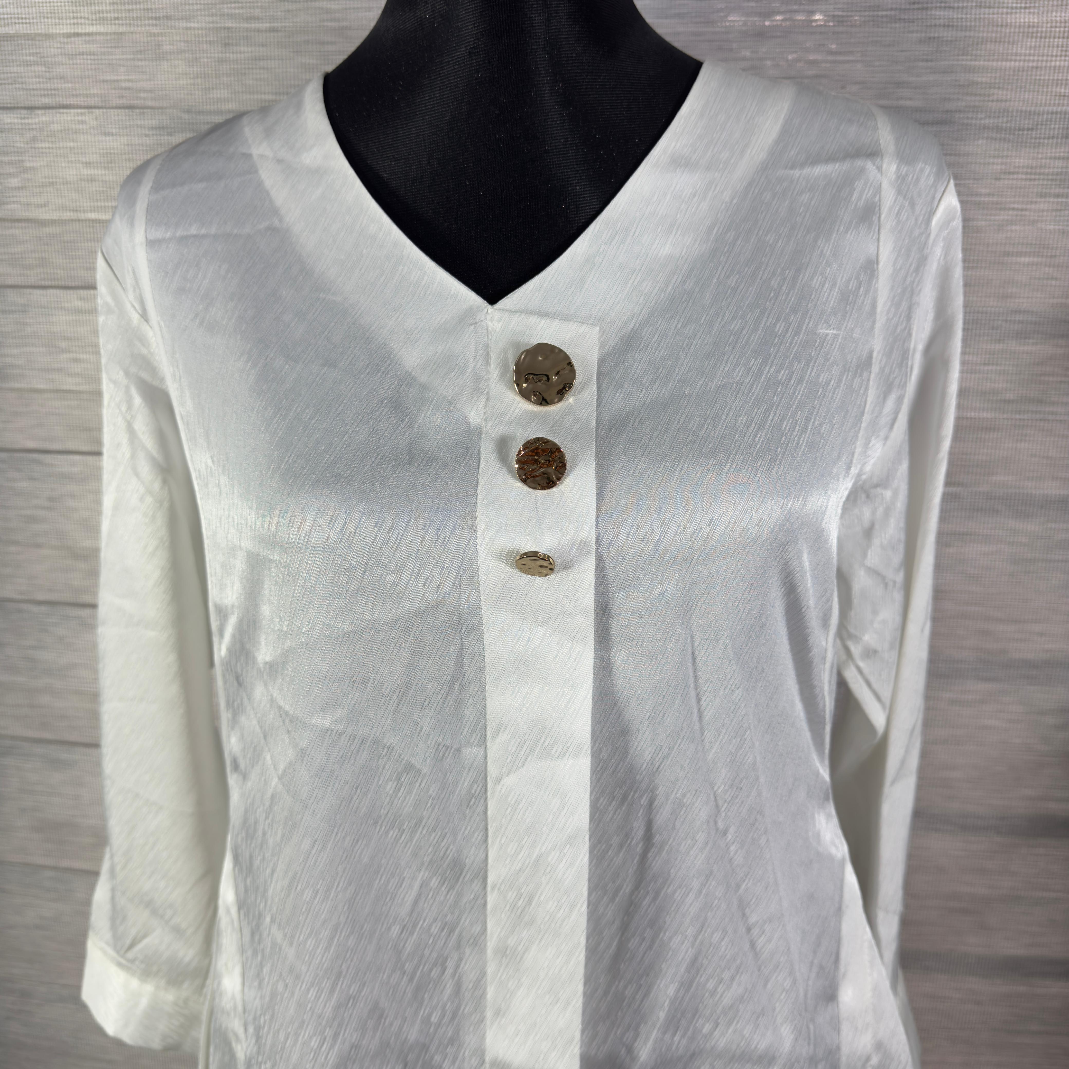 Women's White V-Neck Solid Tunic Top - Image 2
