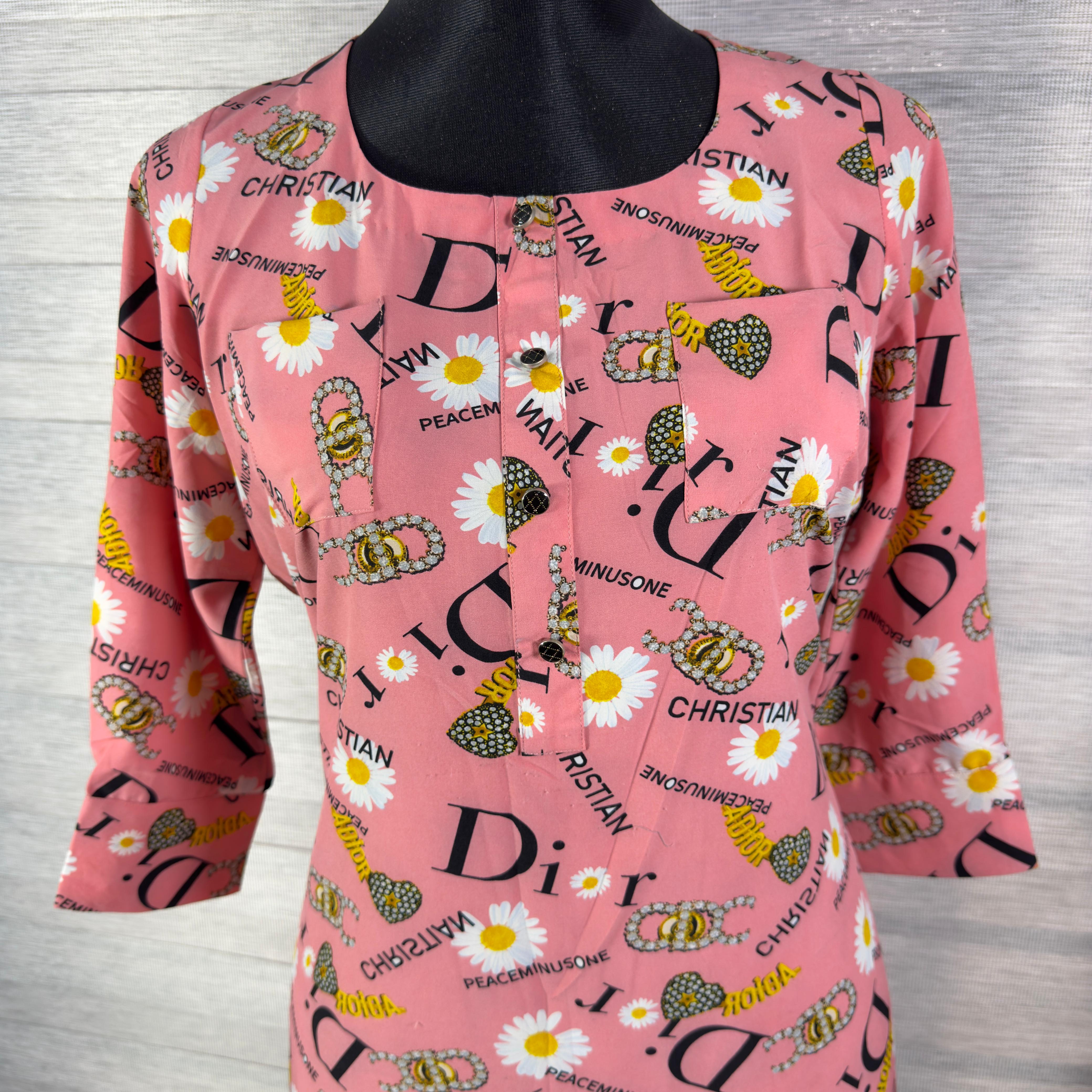 Women's Pink Designer-Inspired Graphic Print Tunic - Image 1