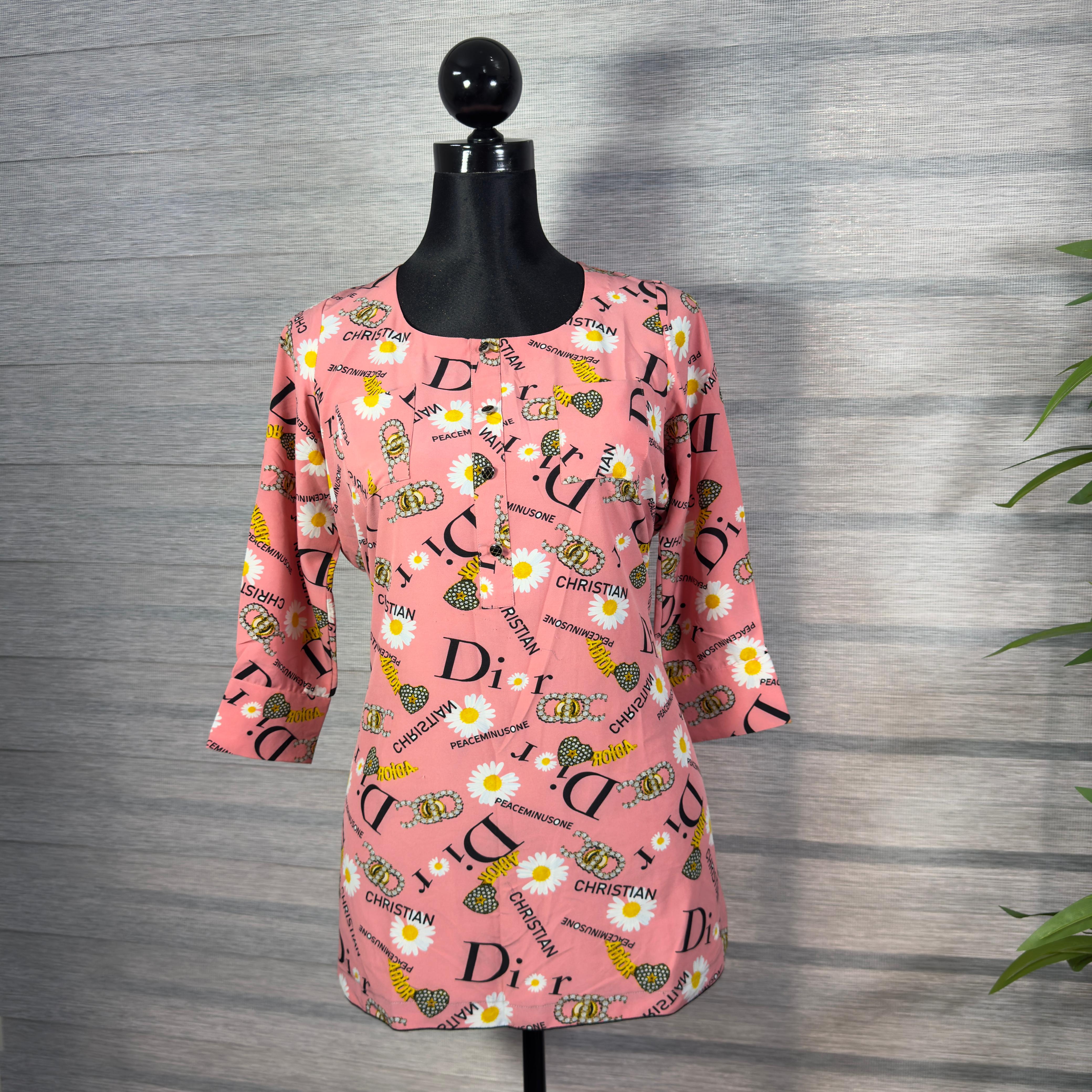 Women's Pink Designer-Inspired Graphic Print Tunic - Image 2