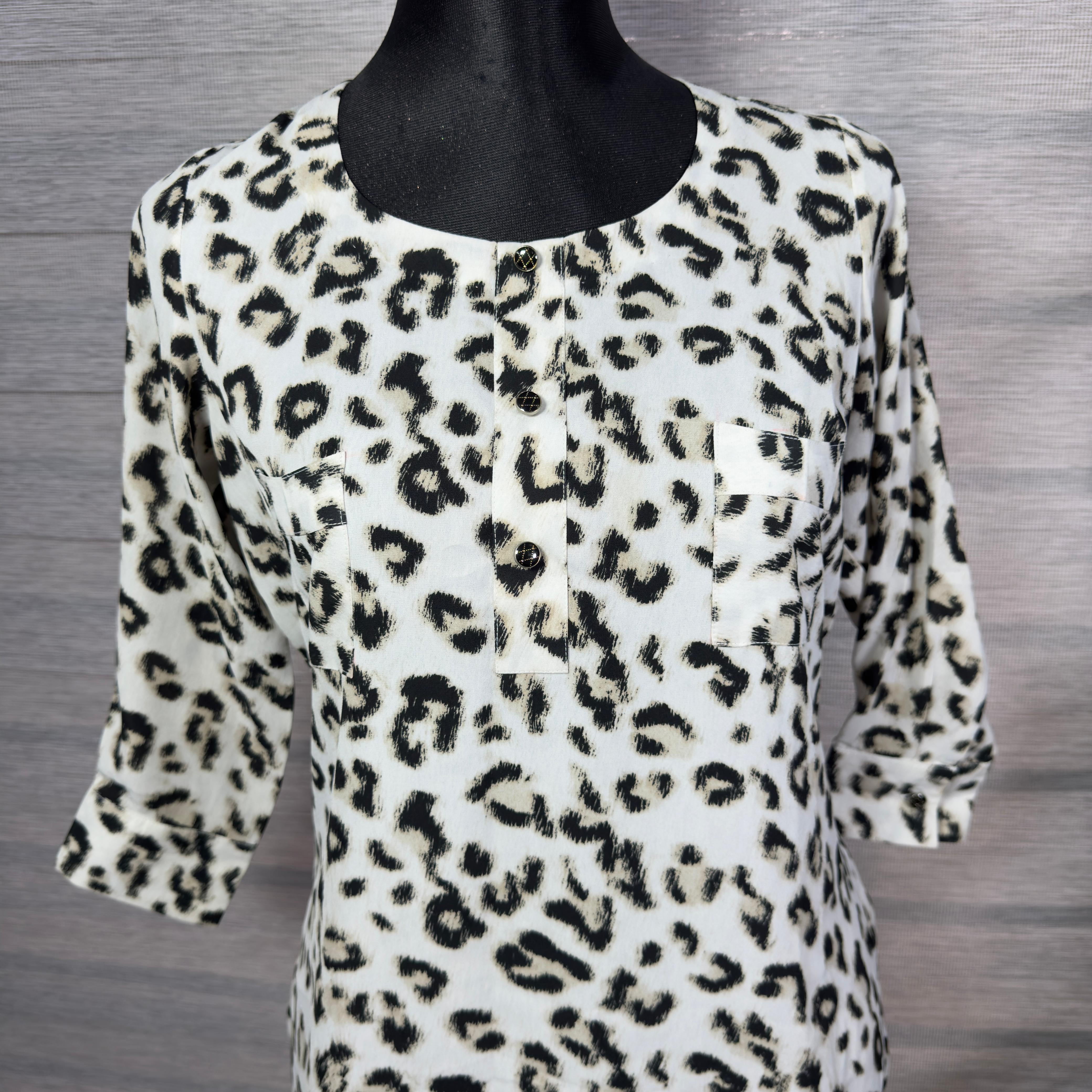 Women's White and Black Leopard Print Tunic - Image 2