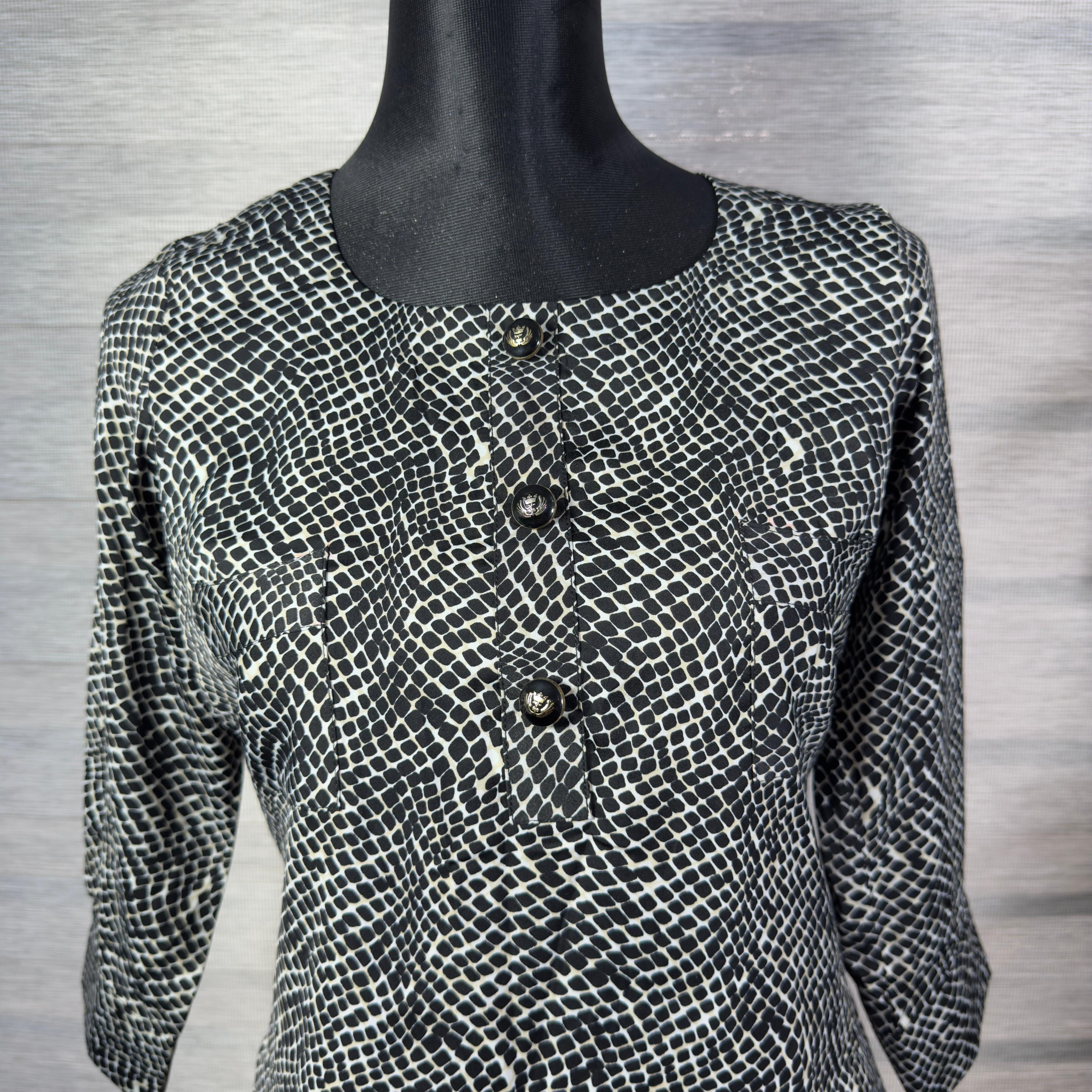 Women's Black and White Printed Tunic Top - Image 2