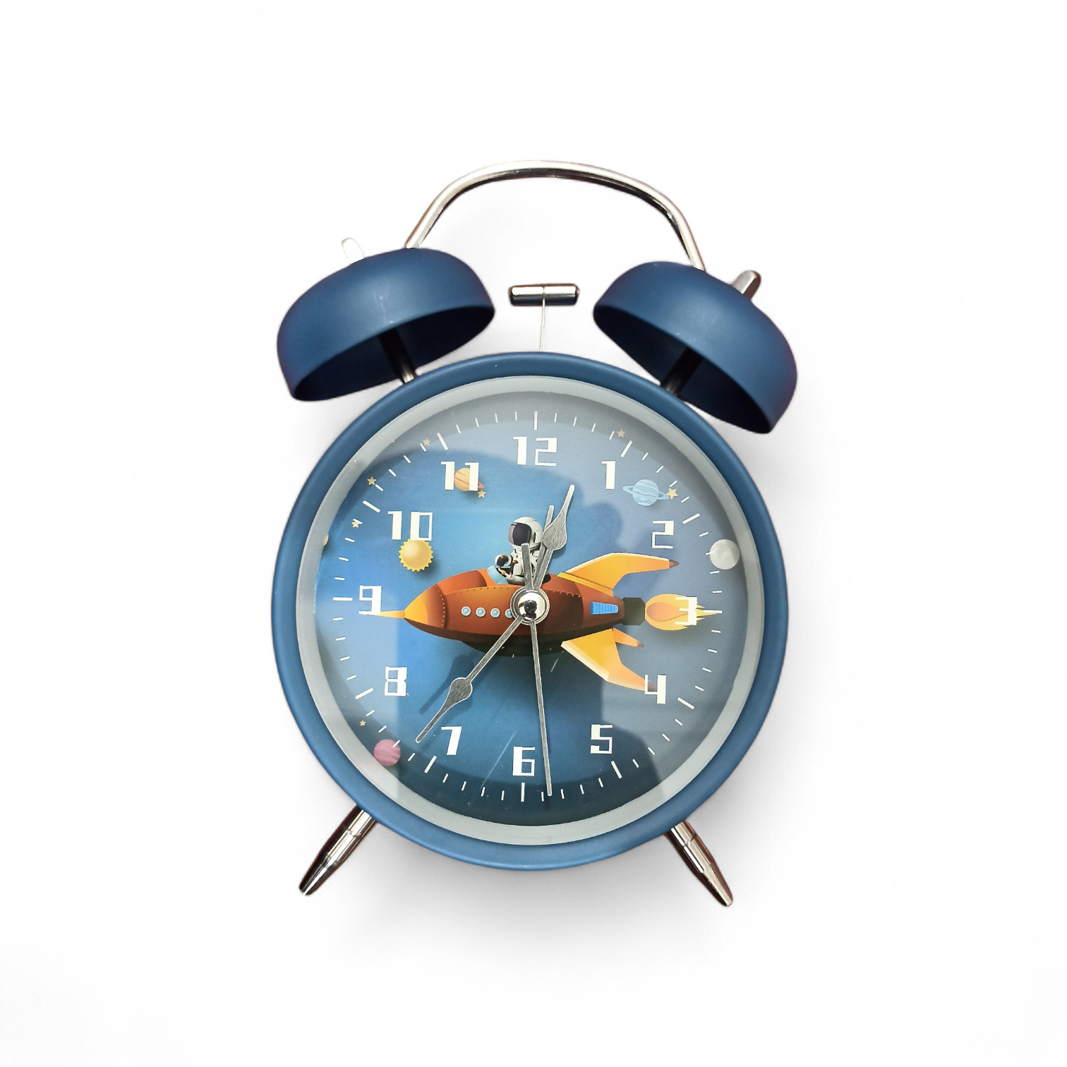 Astronaut Moon Design Twin Bell Alarm Clock – Silent Analog Desk Clock for Bedroom & Study_img_6