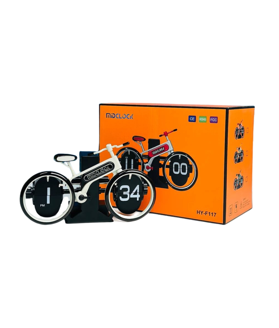 MidClock HY-F117 Unique Bicycle Vintage Flip Desk Clock_img_2