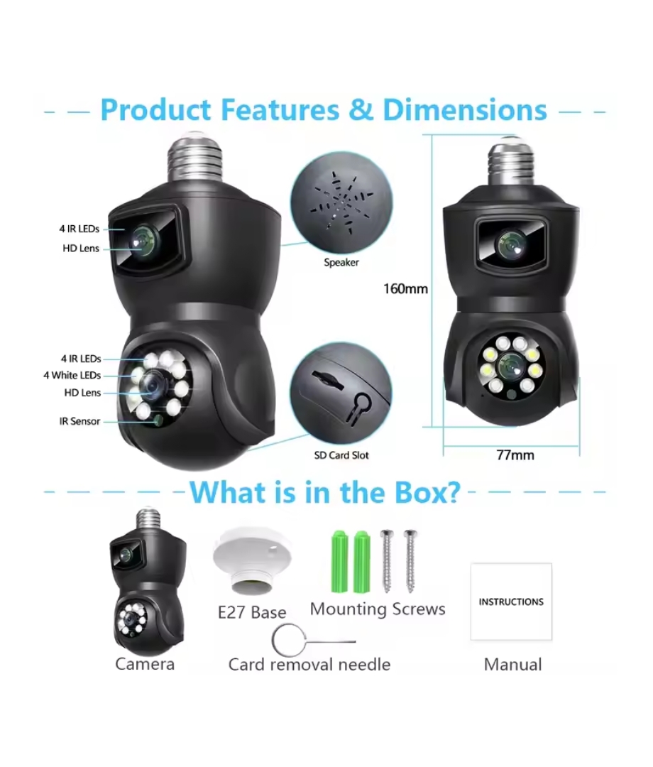 V380 E9 Dual Lens Bulb PTZ IP Camera_img_1