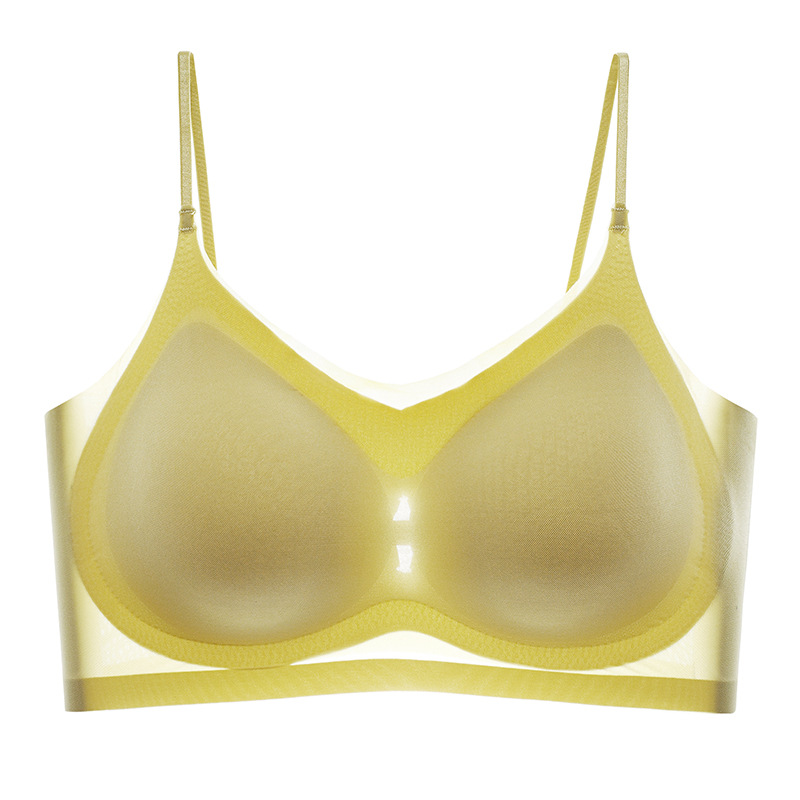 Ultra Thin Ice Silk Seamless Underwear Women Plus Size Sexy Top Soft Breathable Wireless Solid Lingerie Gathered Invisible Padded Bra_img_7