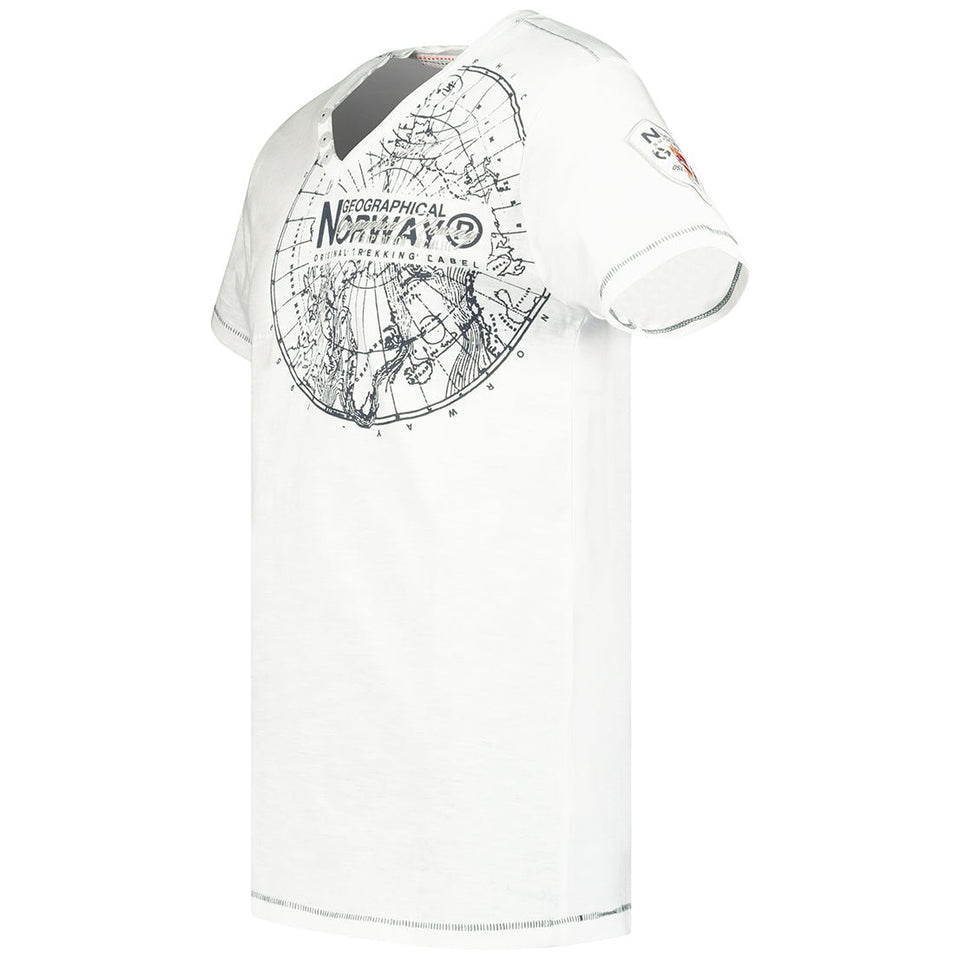 Short-sleeved V-neck T-shirt White_img_2