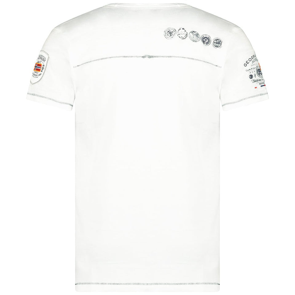 Short-sleeved V-neck T-shirt White_img_4