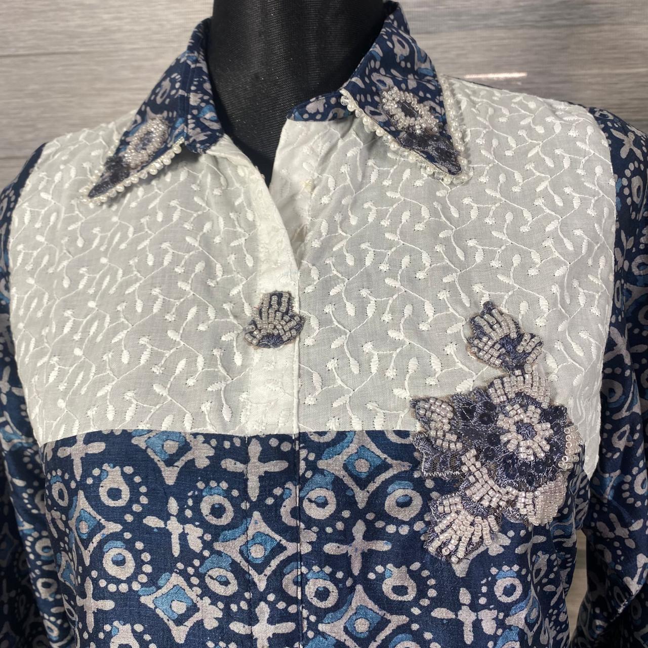Midnight Mosaic Printed Panel Kurti - Image 2