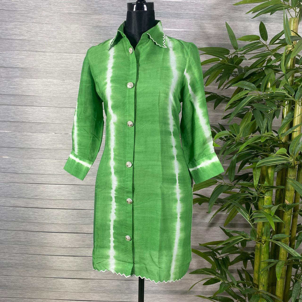 Green Tie-Dye Shirt & Trousers Set - Image 1