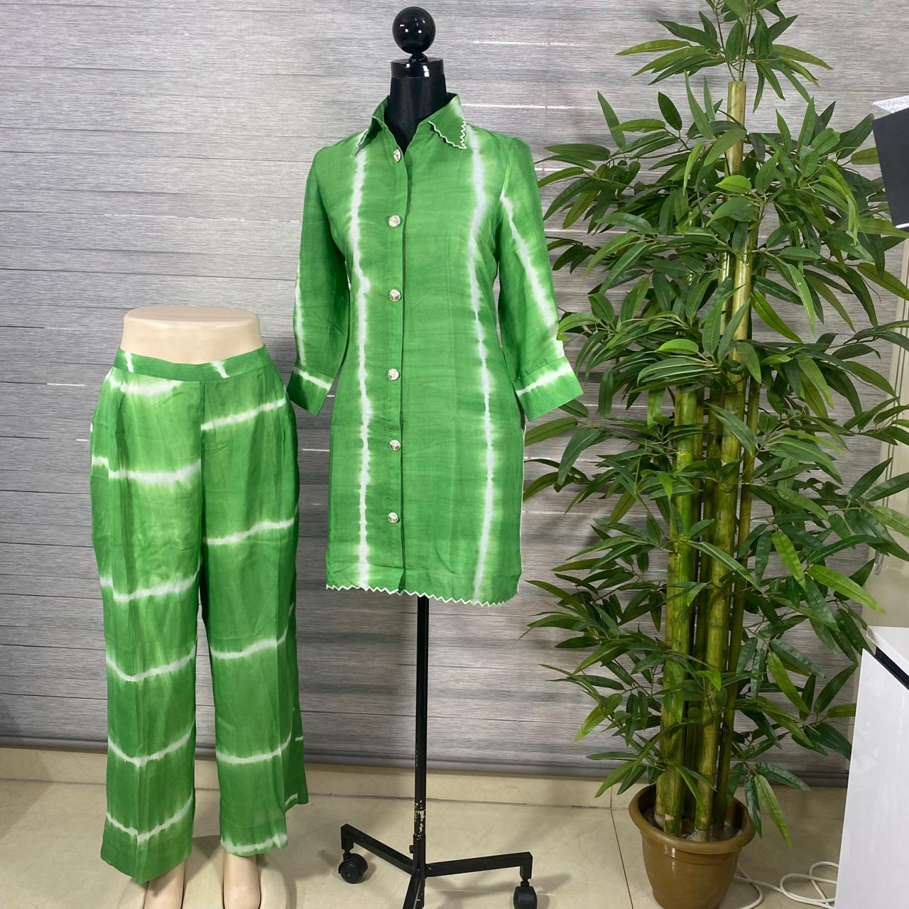 Green Tie-Dye Shirt & Trousers Set - Image 2