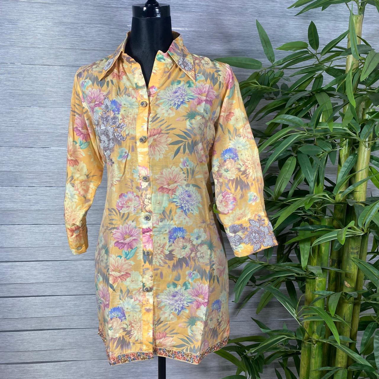 Goldenrod Floral Print Tunic Shirt - Image 1