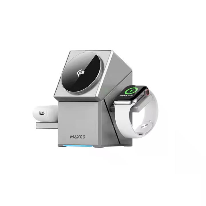 Maxco MW11 Qi2 3-in-1 MagSafe Wireless Charger – Auto-Rotating Phone Dock, 15W Fast Charging for iPhone, Apple Watch & AirPods  | Price in BD_img_1