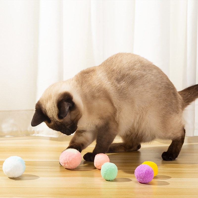 12pcs Cat Puppy Plush Ball Doll Interactive Teething Toy Bite Resistance Pet Supplies