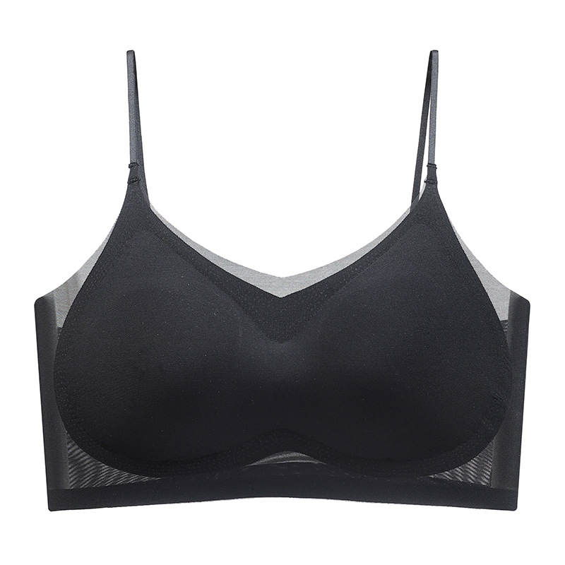 Ultra Thin Ice Silk Seamless Underwear Women Plus Size Sexy Top Soft Breathable Wireless Solid Lingerie Gathered Invisible Padded Bra_img_6
