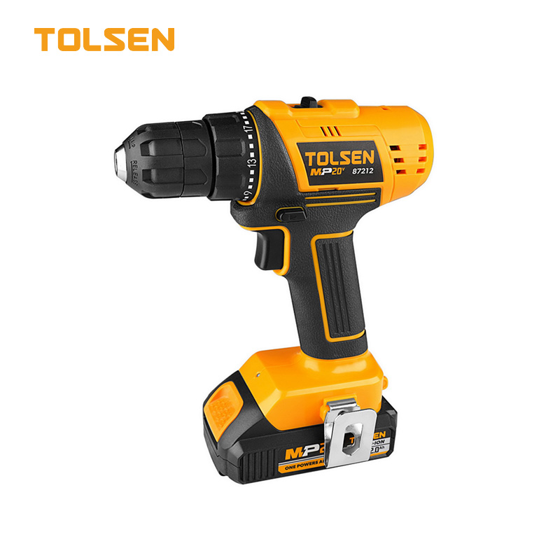 TOLSEN 87212 20V Li-Ion Cordless Drill/Screwdriver with 2pcs Battery & 1pc Charger; Model 87212