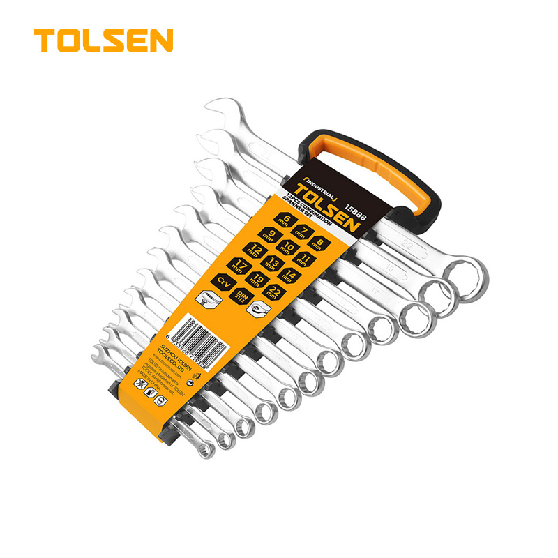 TOLSEN 15888 12Pcs Combination Spanner Set | Chrome Plated | Matt Finish | DIN3113 | Sizes 6-22mm | Model: 15888