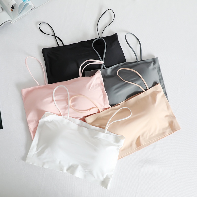 Ice Silk Crop Tops For Women Soft No Wire One-Piece Brassiere Seamless Beauty Bra Summer Wrap Chest Female Lingberries Bandeau Top_img_0
