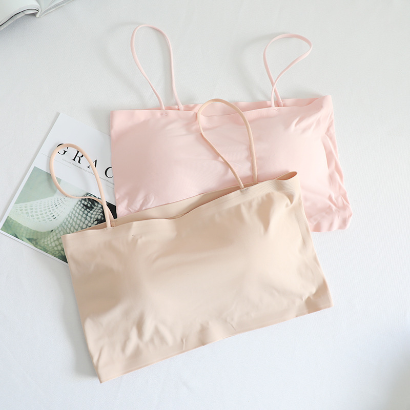 Ice Silk Crop Tops For Women Soft No Wire One-Piece Brassiere Seamless Beauty Bra Summer Wrap Chest Female Lingberries Bandeau Top_img_7