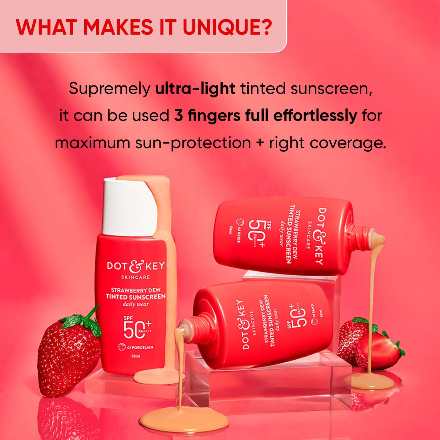 Dot & Key Strawberry Dew Tinted Sunscreen SPF 50+ Pa++++ - 01 Porcelain (50ml)_img_1