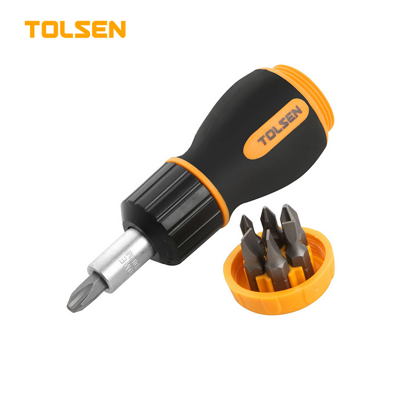 TOLSEN 20033 7-in-1 Ratchet Screwdriver, Phillips & Flat Bits, CrV Steel, Double Blister, Model: 20033_img_0
