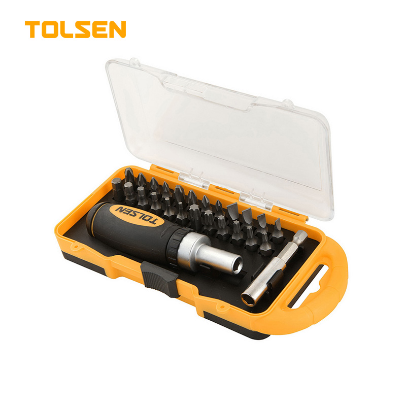TOLSEN 26Pcs Ratchet Bit Set w/ Bit Holder (Philip & Flat) TPR Handle Model: 20034