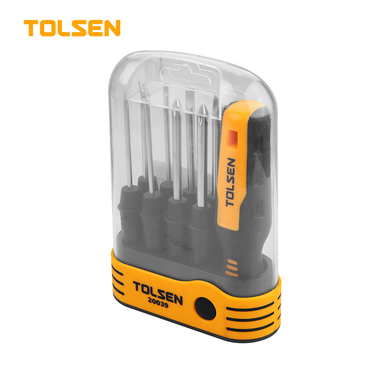 TOLSEN 20039 8-in-1 Interchangeable Screwdriver Set | Includes Case | Slotted & Phillips Bits | Scratch Awl | Tack Remover | Model: 20039_img_0