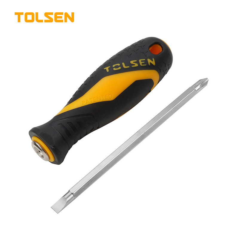 TOLSEN 20042 2 in 1 Interchangeable Screwdriver Set | Cr-V Steel | Dual-Sided Blade | Philips & Flat | Model: 20042
