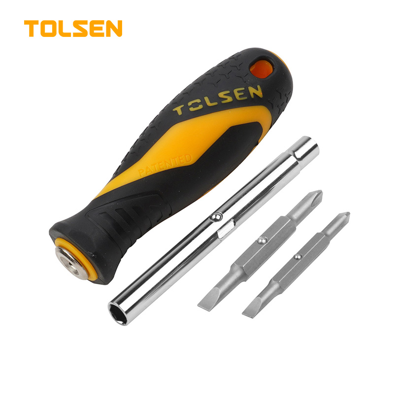 TOLSEN 20043 6 in 1 Interchangeable Screwdriver Set | Cr-V Steel | Dual-Sided Bits | Hex Bit Holder | Model: 20043_img_0