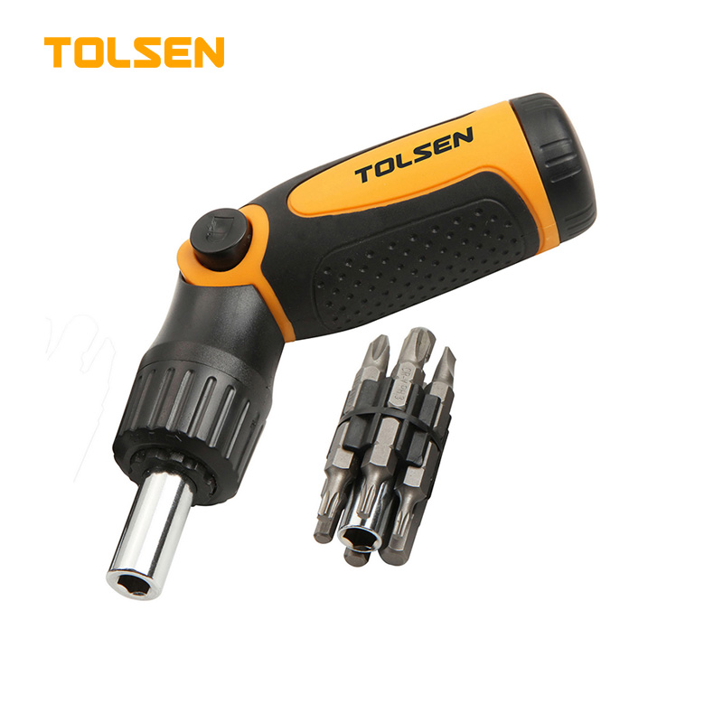 TOLSEN 20040 14 in 1 Ratchet Screwdriver | Includes Bit Holder | Phillips, Slotted & Torx Bits | 12 Bits | Model: 20040