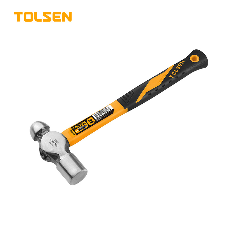 TOLSEN 25022 Ball Pein Hammer, 16oz (450g), Fiberglass Handle, Heat Treated, Ground Polished | Model: 25022
