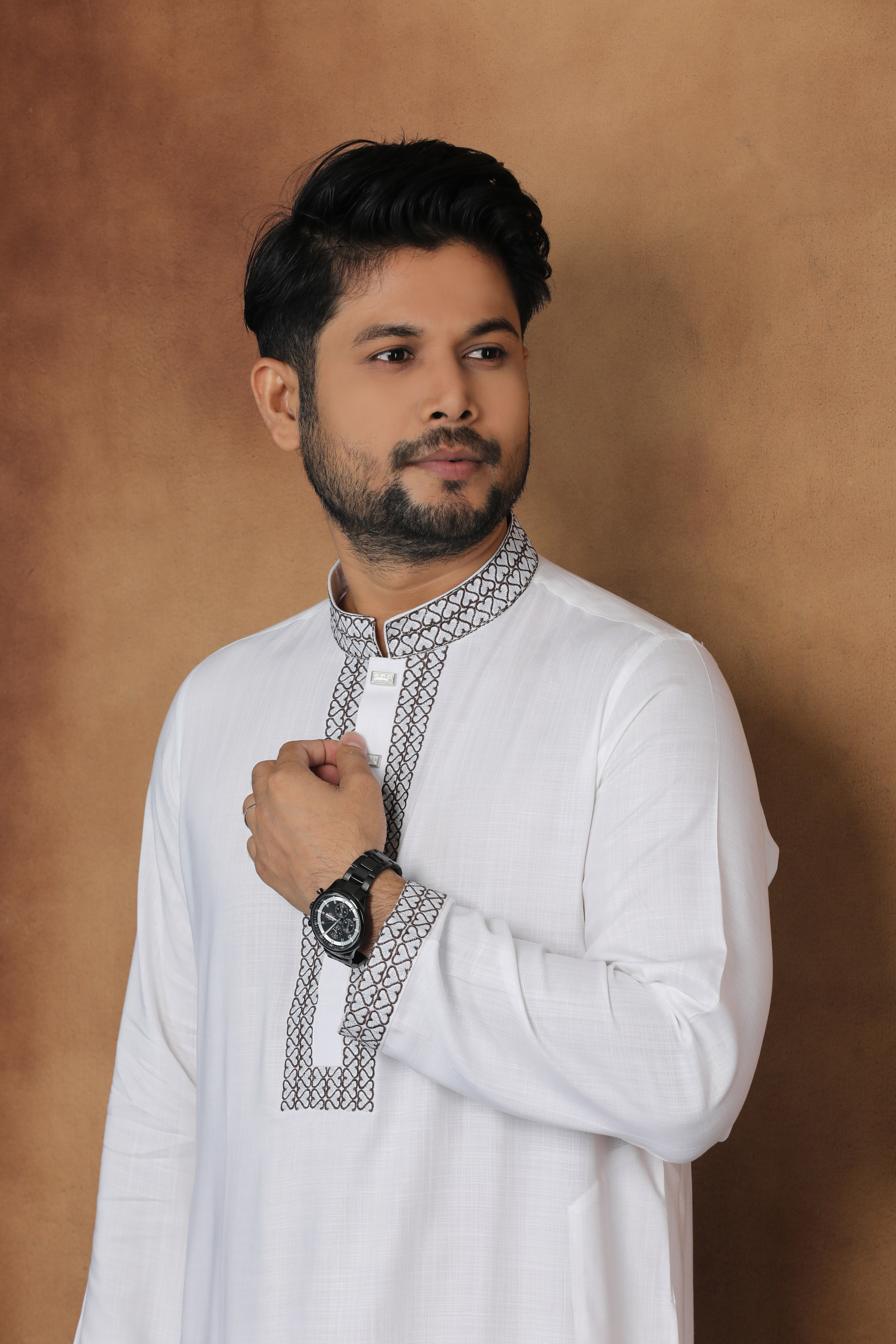 Ajwah Elegance Panjabi with black embroidery_img_0