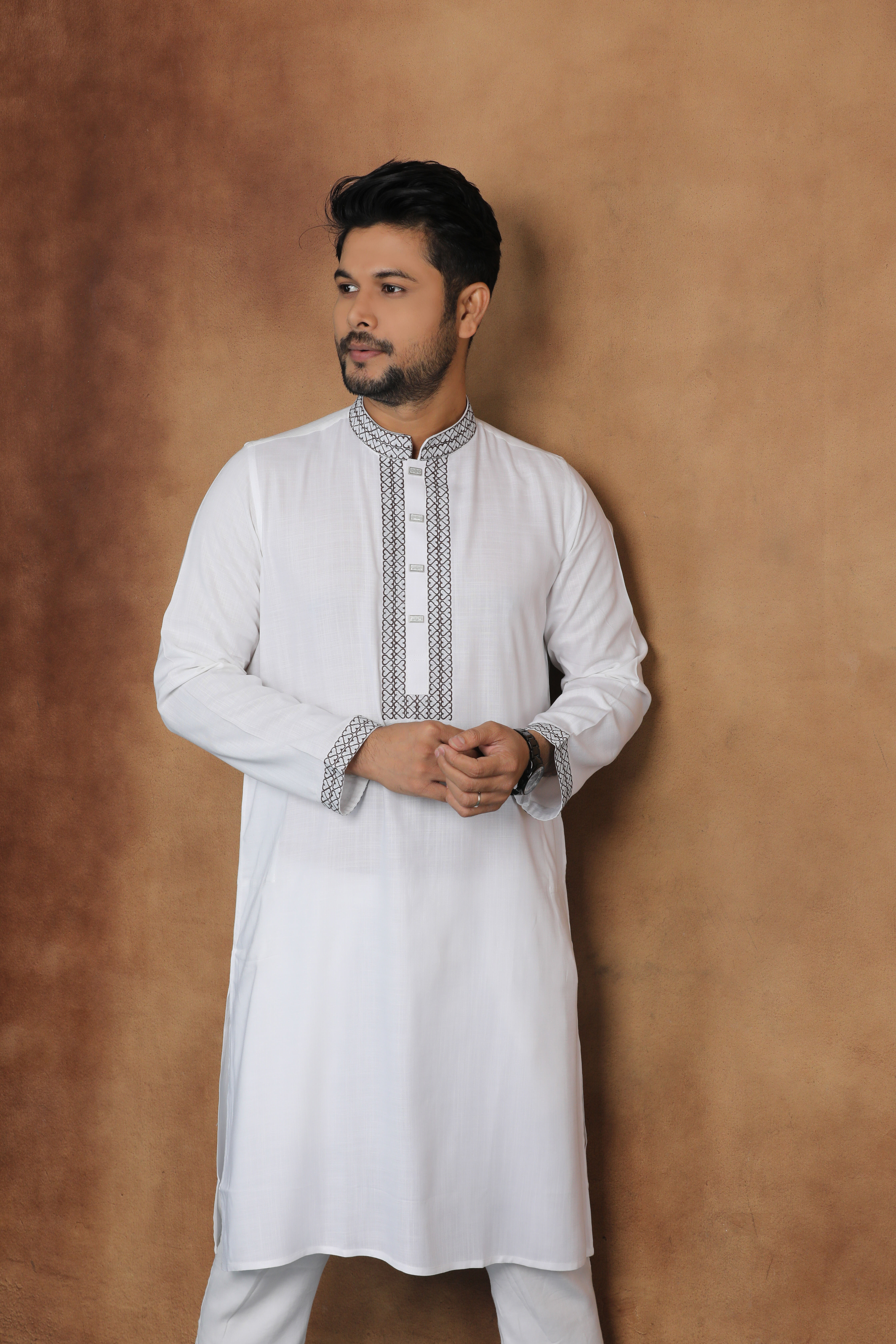 Ajwah Elegance Panjabi with black embroidery_img_2